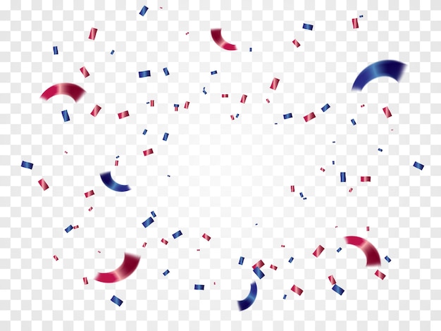 Red And Blue Confetti Isolated On Background. Celebration Event And Birthday. Vector