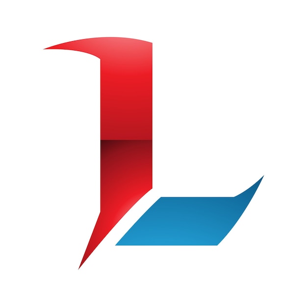 Vector red and blue glossy letter l icon with sharp spikes