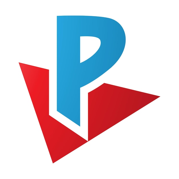 Red and Blue Letter P Icon with a Triangle