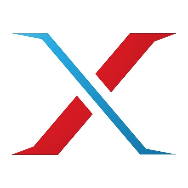 Red and Blue Pointy Tipped Letter X Icon