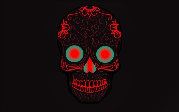 Red and Blue Skull Vector illustrations