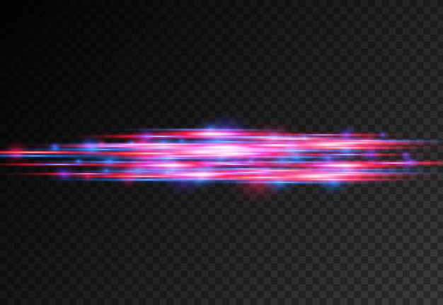 Red blue special effect laser beams horizontal light rays motion magic of moving fast lines