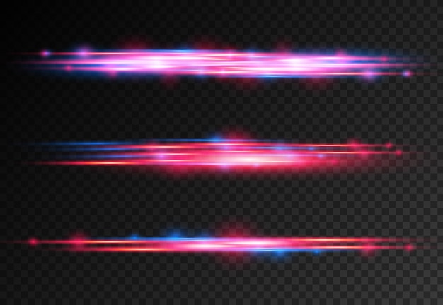 Red blue special effect laser beams horizontal light rays motion police moving fast line