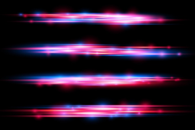 Red blue special effect laser beams horizontal light rays motion police moving fast line