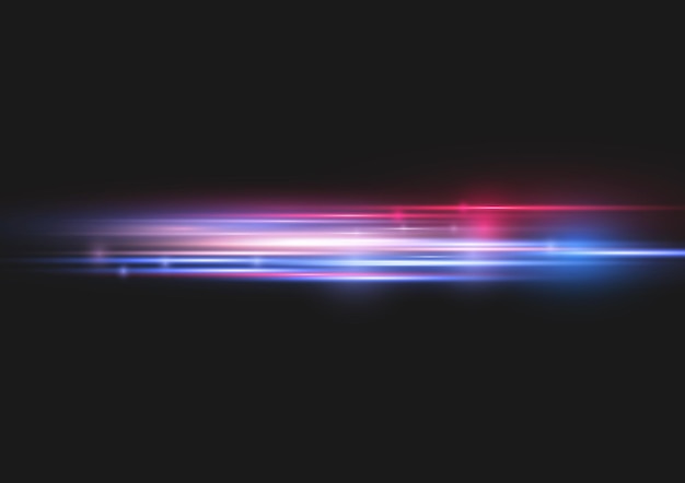 Red blue special effect laser beams horizontal light rays motion police moving fast line