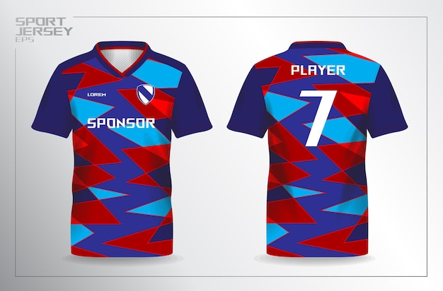 red blue sport jersey for football and soccer shirt template