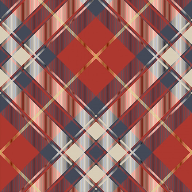 Red blue tartan fabric texture seamless pattern