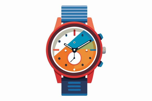 Vector a red and blue watch with a blue face and a blue watch face