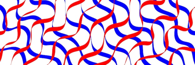 Red and blue wavy lines pattern on a white background abstract horizontal vector banner