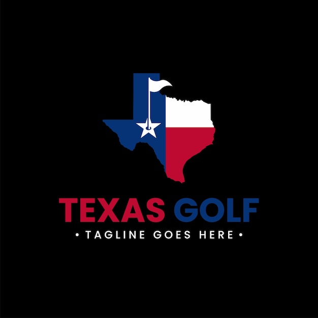 red blue white texas golf sport illustration logo design for golf lovers and Texas people