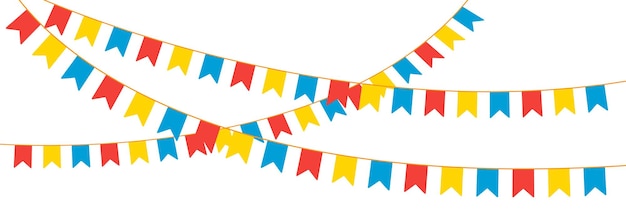 Red blue and yellow Colorful Party Background with Flags Vector