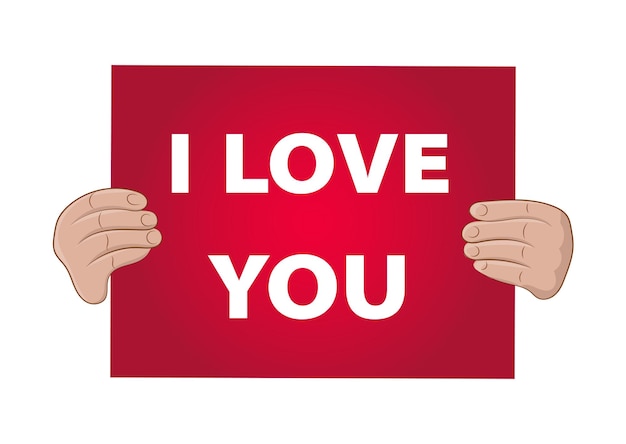 Red board with the inscription I love you Vector illustration