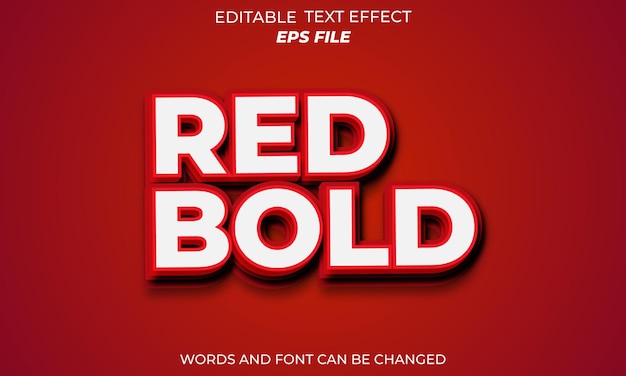 red bold editable text effect 3d font style vector template