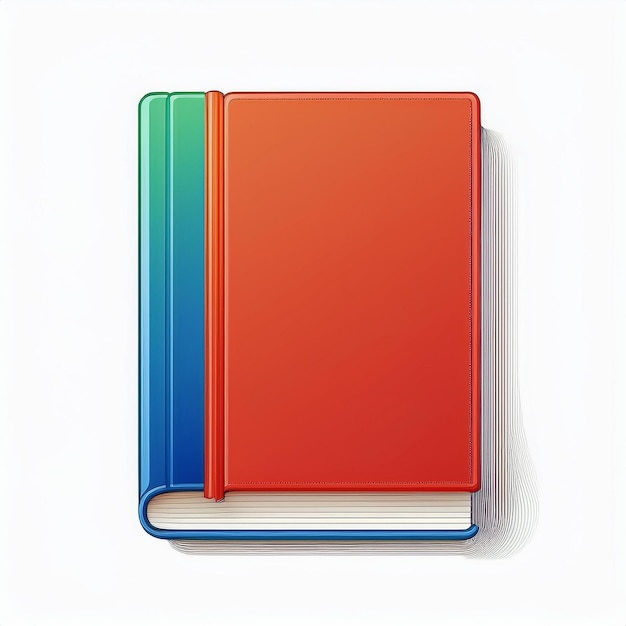 a red book with a blue and green cover and a red cover