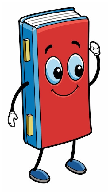 Vector a red book with a face on the front and the face has a smile on it