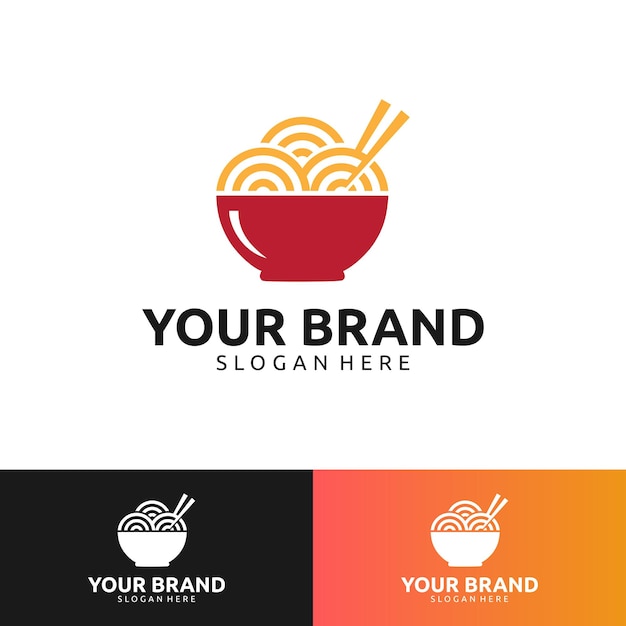 RED BOWL NOODLES WITH CHOPSTICK LOGO DESIGN