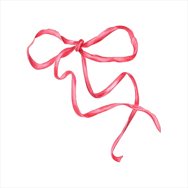 Red bows with long ribbons Design element for decorating gifts flower bouquets cards