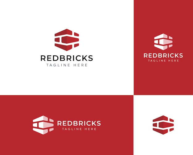 Red brick logo construction vector image