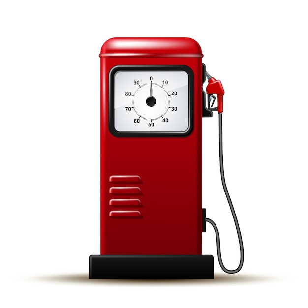 Red bright Gas station pump with fuel nozzle of petrol pump