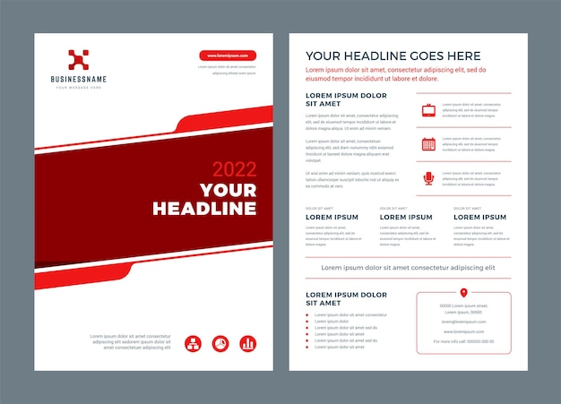 Red brochure annual report flyer design template vector abstract flat background with logo design