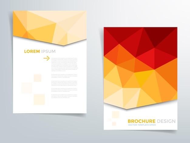 Red brochure geometric triangle overlap vector layer background for text and message design