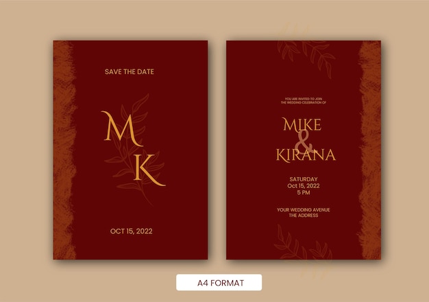 red brown minimalist floral invitation