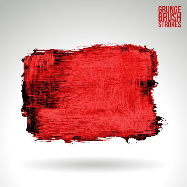 Red brush stroke and texture Grunge vector abstract hand painted element