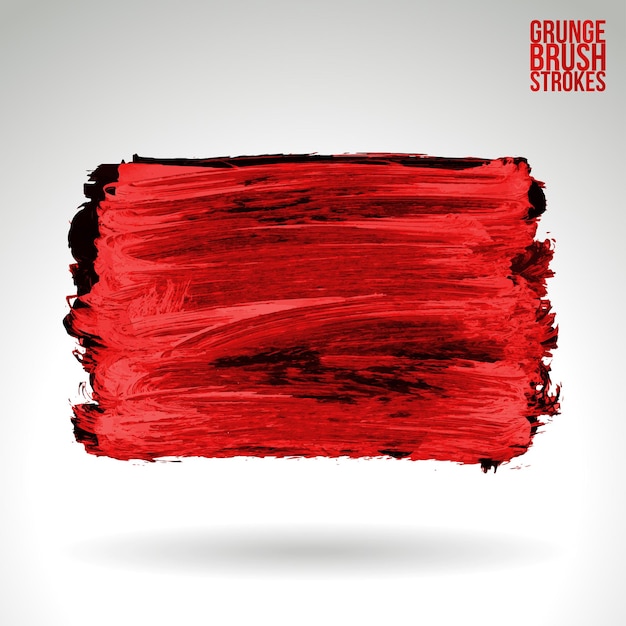 Red brush stroke and texture Grunge vector abstract hand painted element