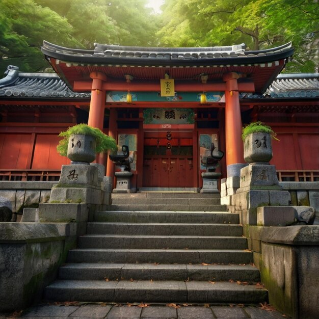 a red building with a red door that says  the word temple  on it