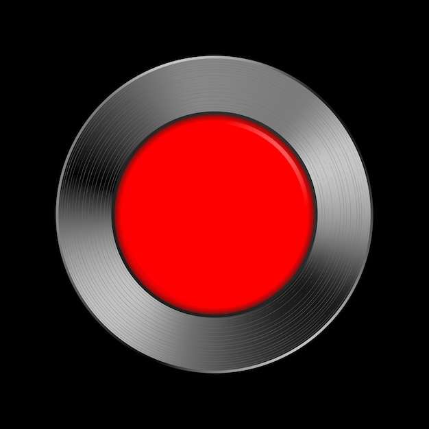 Red button template on metal texture for user interfaces ui applications and apps