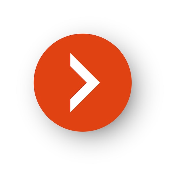 Vector red button with white arrowhead modern simple interface element