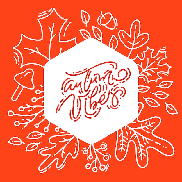 Red calligraphy lettering text Hello Vibes on white and orange background