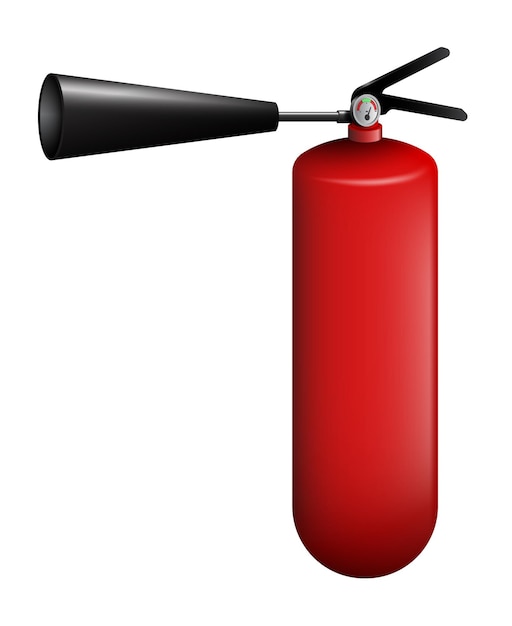 Red car fire extinguisher in realistic design Fighting fires Isolated vector on a white background