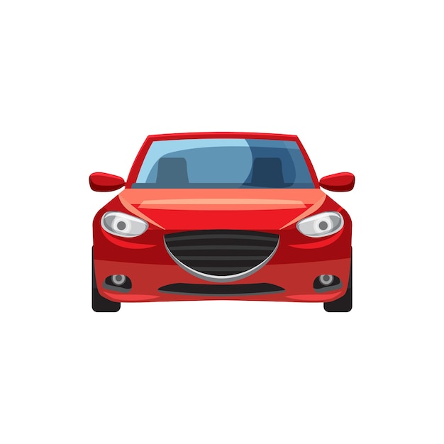 Red car icon in cartoon style on a white background