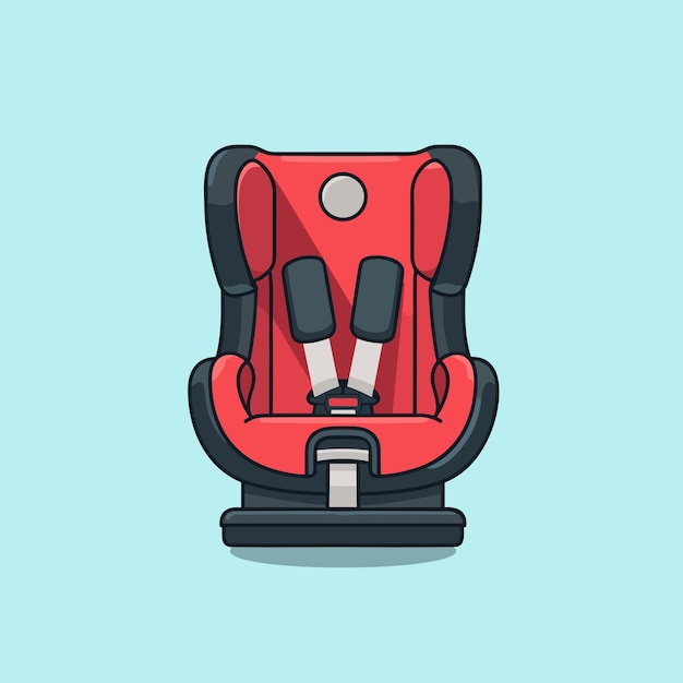 A red car seat on a blue background