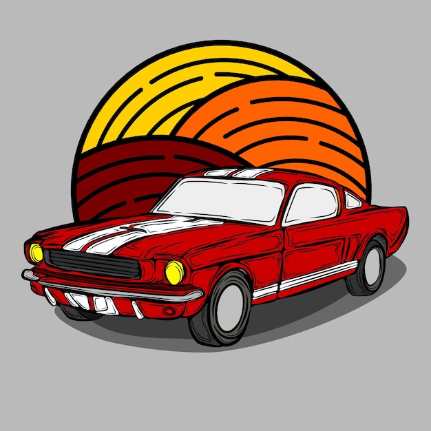 Red car vector on gray background