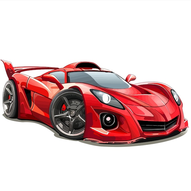 a red car with a black tire on the front and the word quot supercar quot on the front