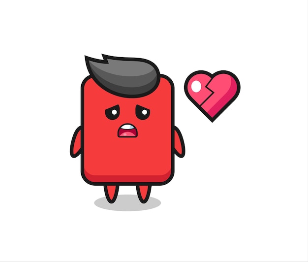 Red card cartoon illustration is broken heart , cute style design for t shirt, sticker, logo element