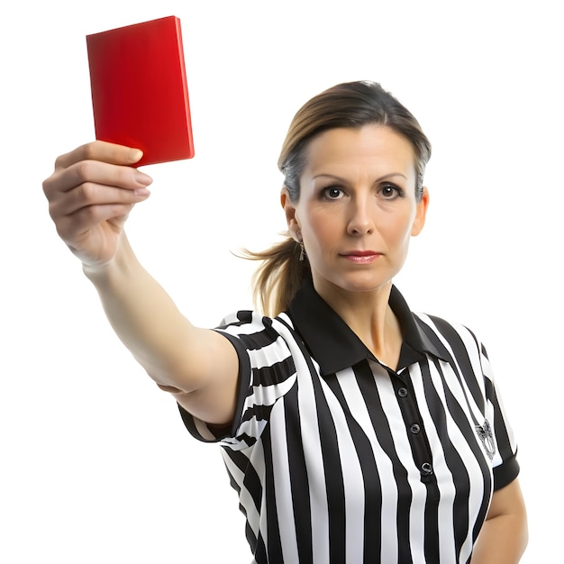 Vector the red card is shown by a woman referee tarjeta roja