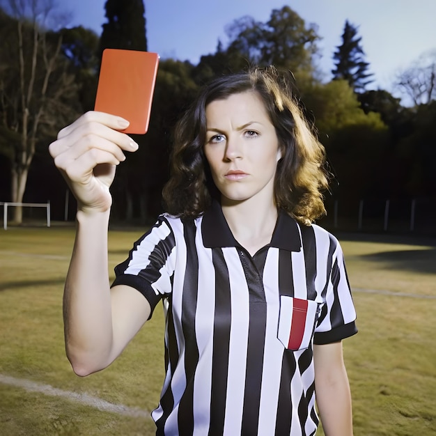 Vector the red card is shown by a woman referee tarjeta roja