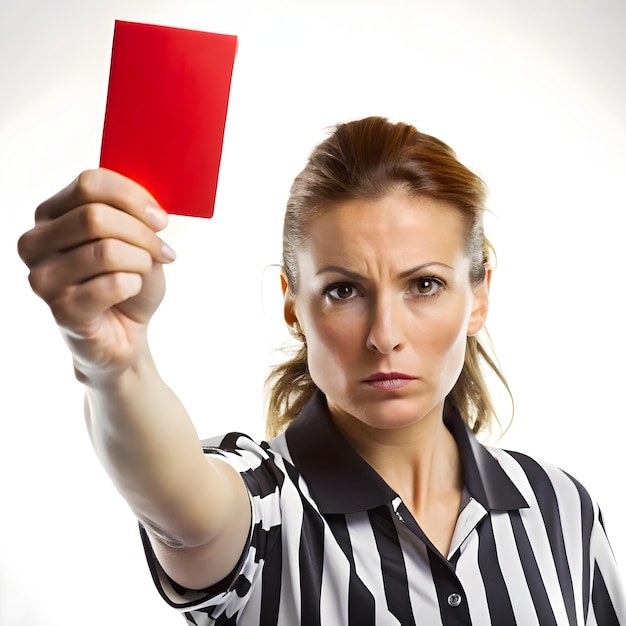 Vector the red card is shown by a woman referee tarjeta roja