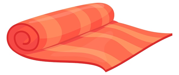 Red carpet roll Cartoon striped rug icon