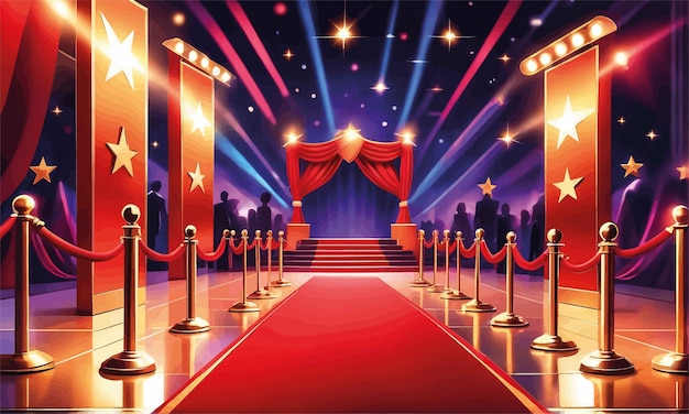 red carpet and stage with lights and curtains 3 dred carpet and stage with lights and curtains 3d