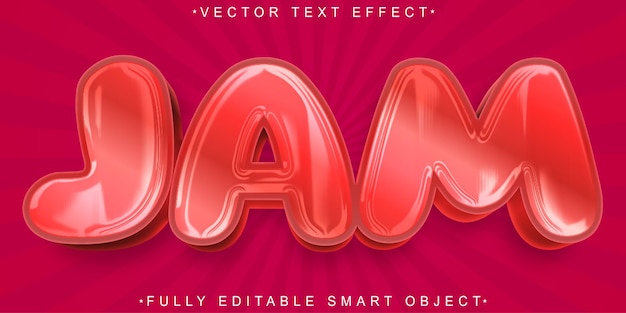 Vector red cartoon jam vector fully editable smart object text effect