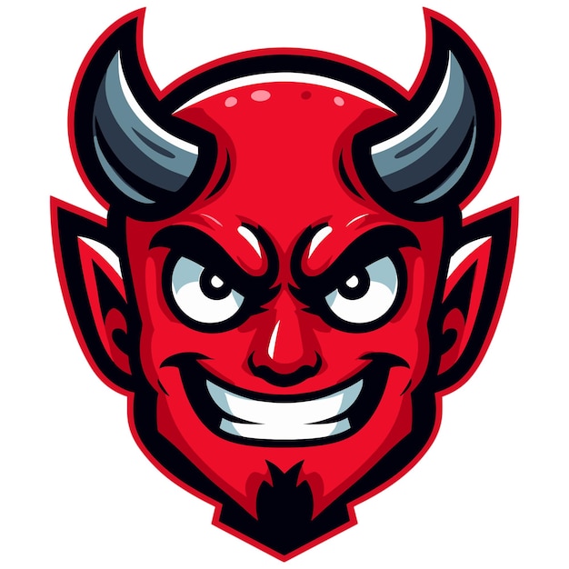 Vector red cartoon style devil face mascot vector illustration