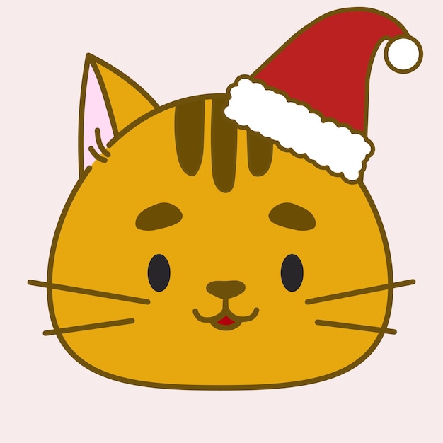 Red cat in cartoon style In a New Year's hat