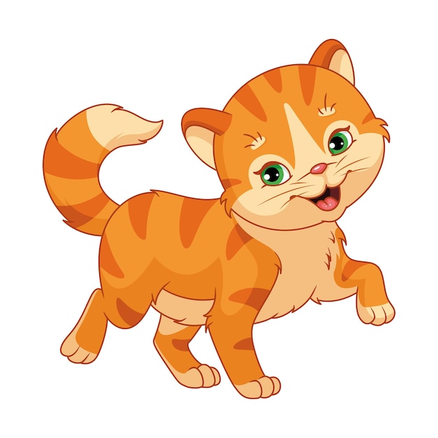 Red cat walking cartoon vector illustration