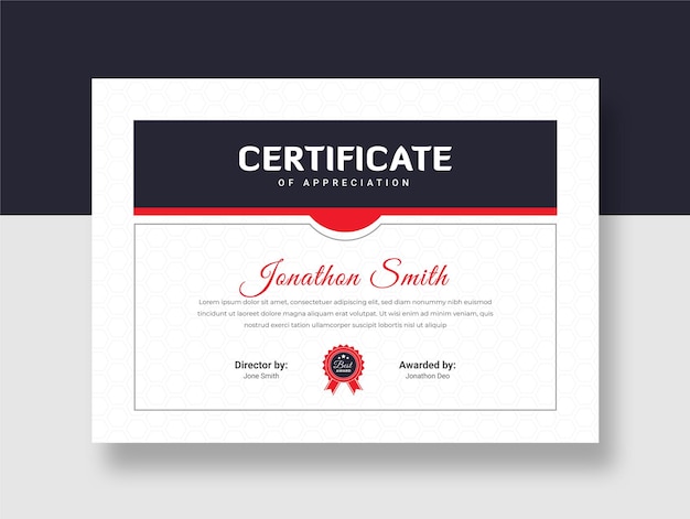 Red Certificate Award Design Template