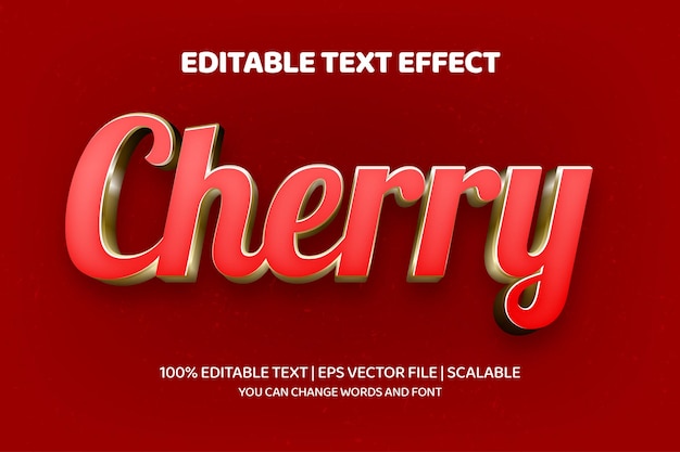 red cherry 3d editable text effect