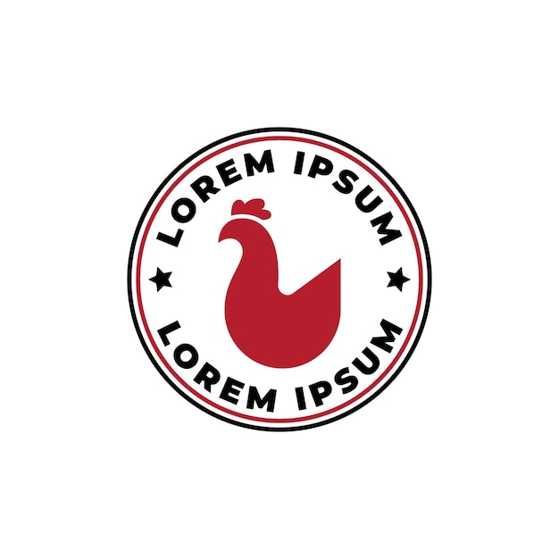 red chicken rooster stamp logo Vector illustration